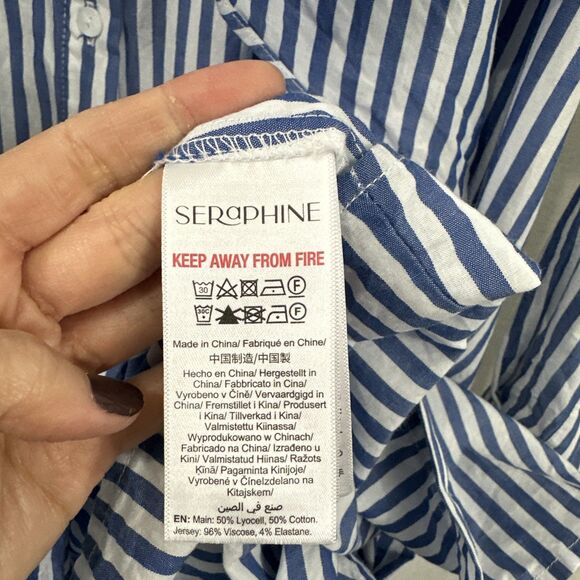 Seraphine Striped Button Maternity Shirt Dress Women’s Size 4 - Picture 7 of 9
